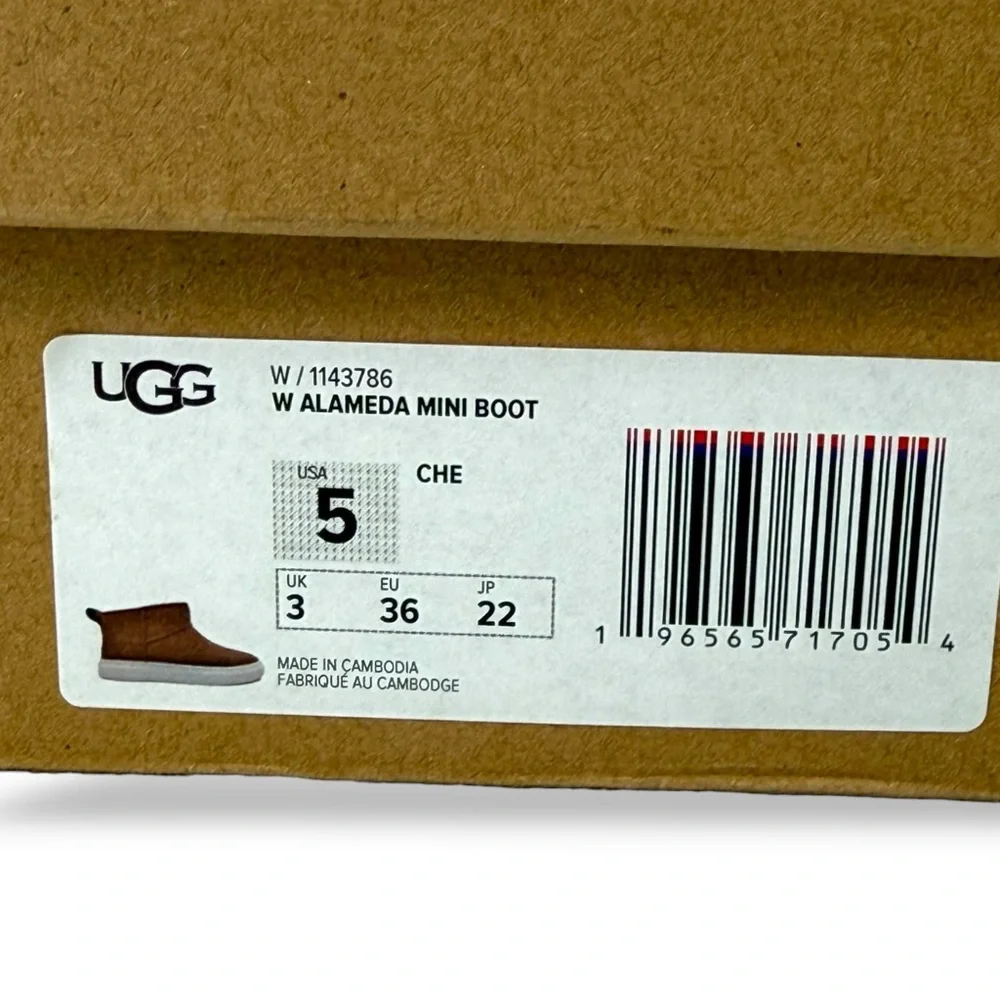 UGG Alameda Mini Boot Chestnut Size 5 Cozy Shearling Cabincore